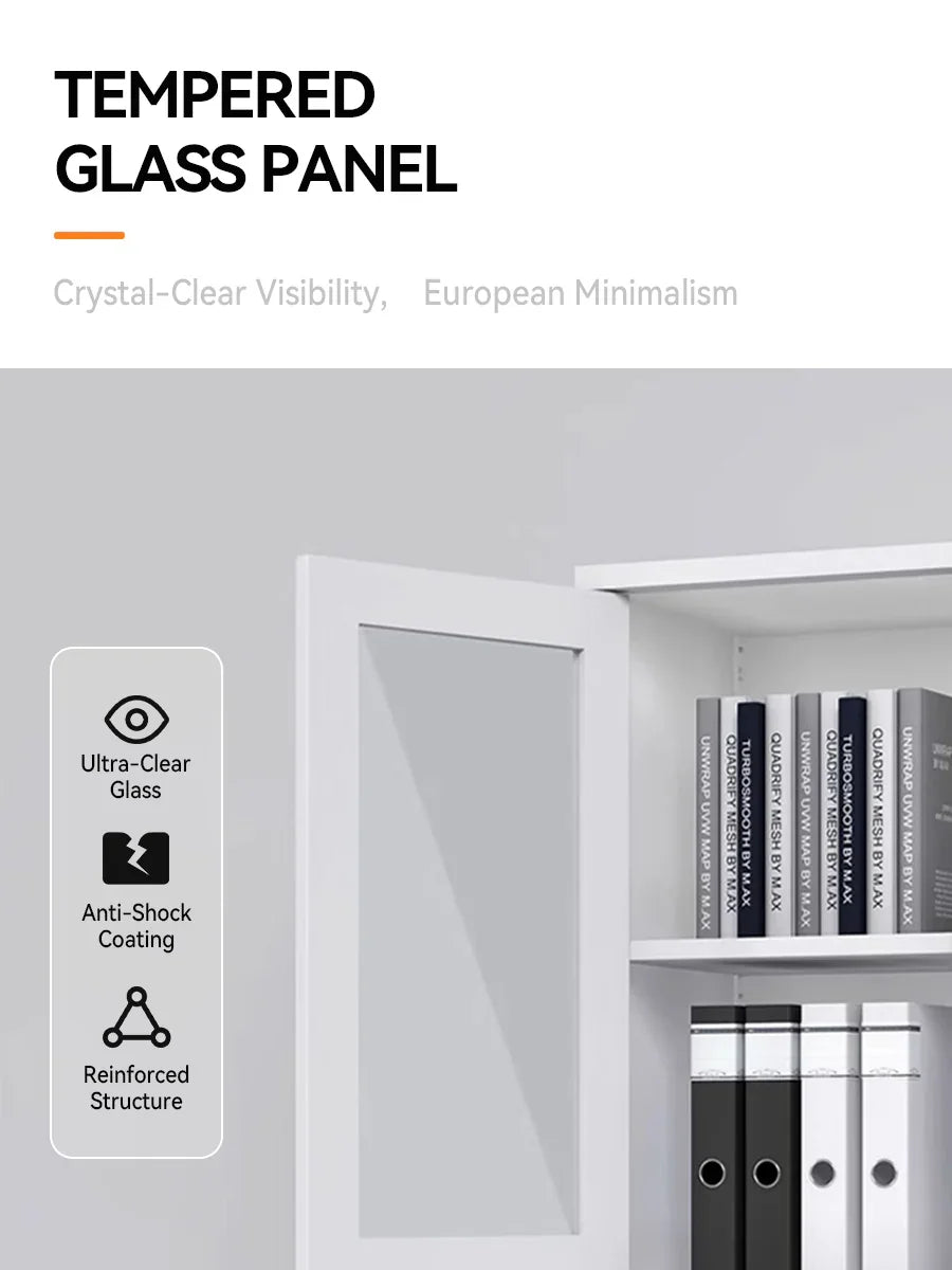 Display Cabinet HL-A-002-0001 – 2-Door Metal Frame – 185×90×40cm