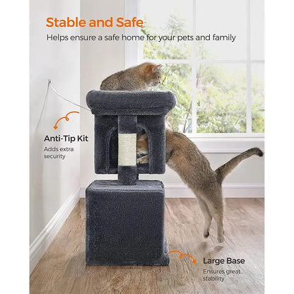 FURNMICS 26.4-Inch Cat Tower with 2 Cat Caves
