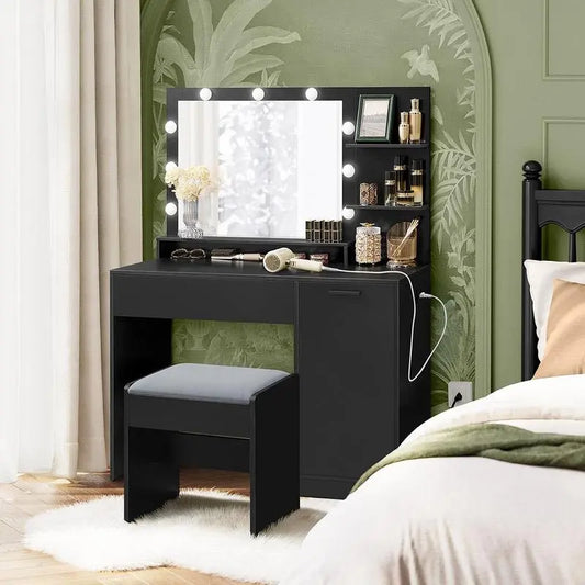 FURNMICS Vanity Desk with Mirror and Lights