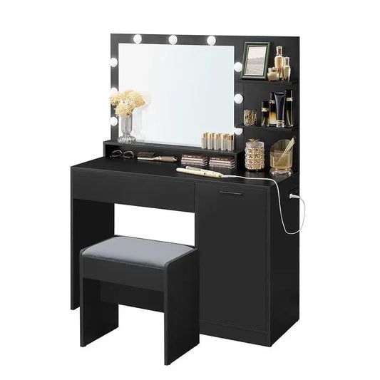 FURNMICS Vanity Desk with Mirror and Lights