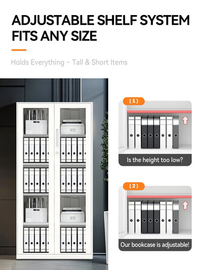 Display Cabinet HL-A-002-0001 – 2-Door Metal Frame – 185×90×40cm