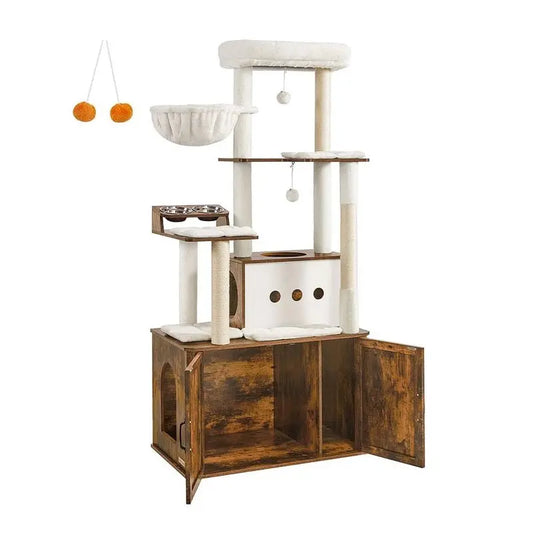FURNMICS 66.9-Inch Cat Tower with Litter Box Enclosure