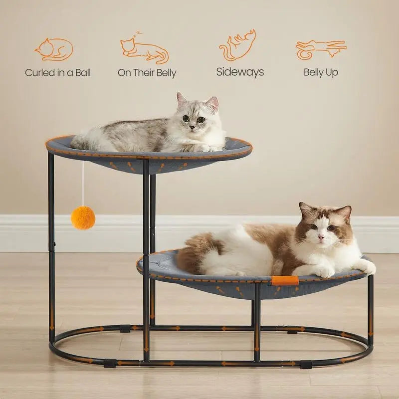 FURNMICS-2-Tier Elevated Cat Bed for Multi-Cat Households