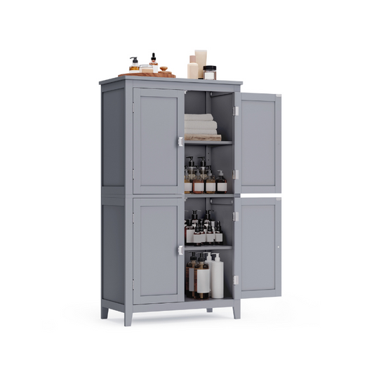 VASAGLE Freestanding Bathroom Storage Cabinet, Four Doors, Adjustable Shelves, Space Saving