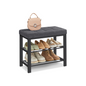 SONGMICS 3-Tier Shoe Rack Bench with Comfort Padded Seat Cushion