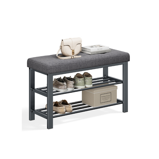 SONGMICS 3-Tier Shoe Rack Bench with Comfort Padded Seat Cushion