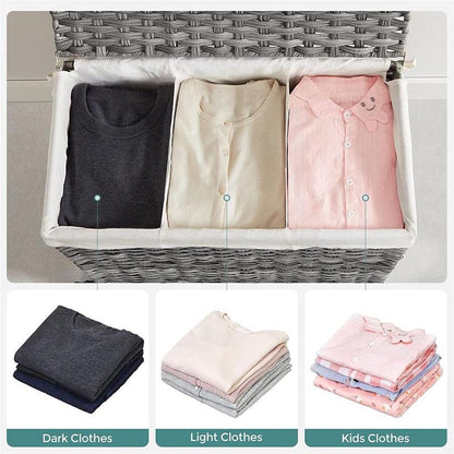 140L Handwoven Laundry Basket with Wheels