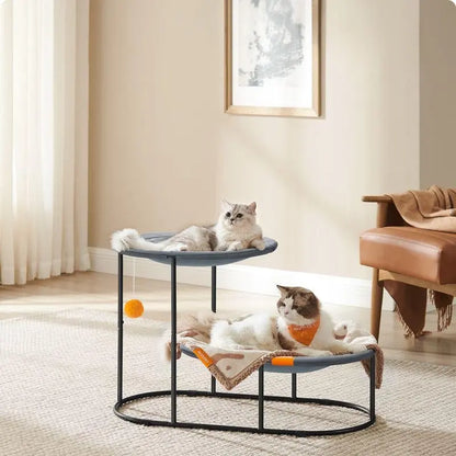FURNMICS-2-Tier Elevated Cat Bed for Multi-Cat Households