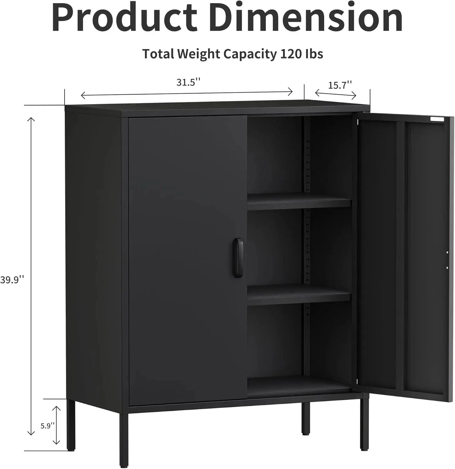 Metal Storage Cabinet with Doors and Shelves