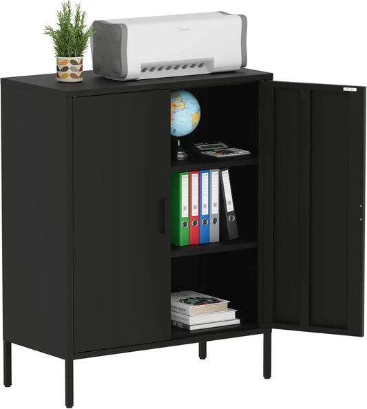 Metal Storage Cabinet with Doors and Shelves