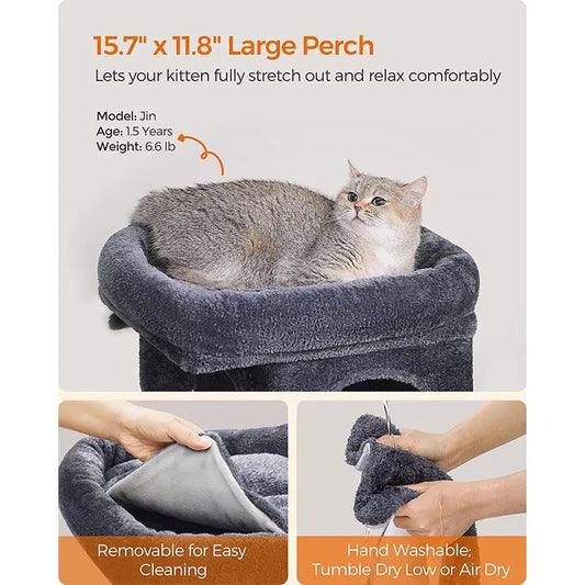 FURNMICS 26.4-Inch Cat Tower with 2 Cat Caves