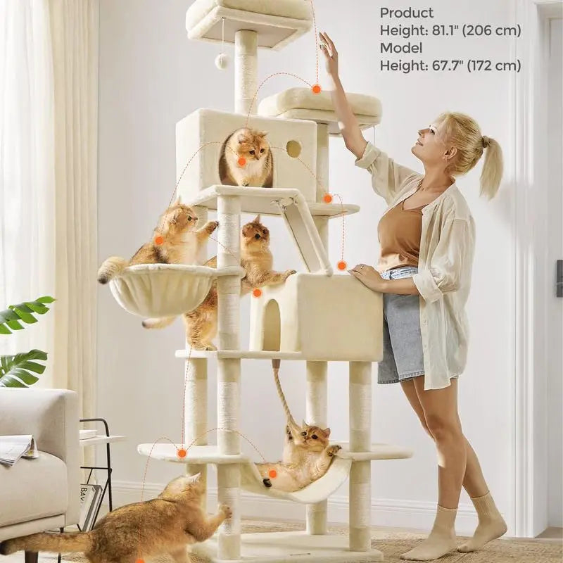 FURNMICS 81.1" Large Multi-Level Cat Tree with 13 Scratching Posts
