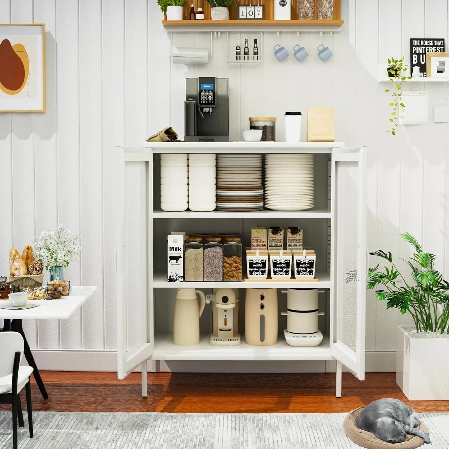 White Metal Storage Cabinet