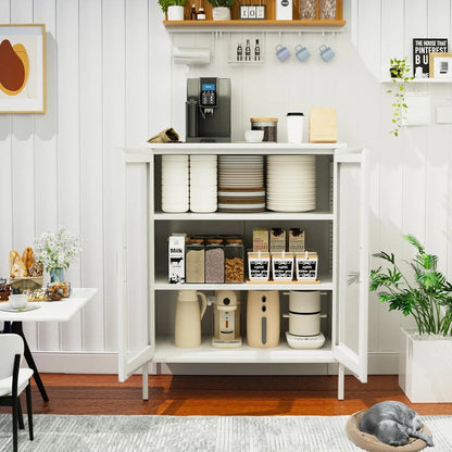 White Metal Storage Cabinet