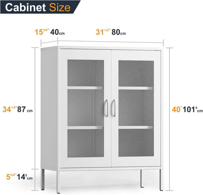 White Metal Storage Cabinet