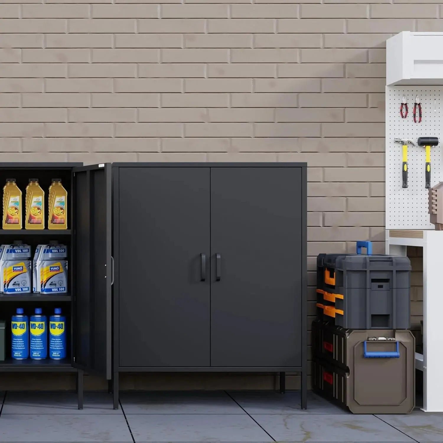 Metal Storage Cabinet with Doors and Shelves