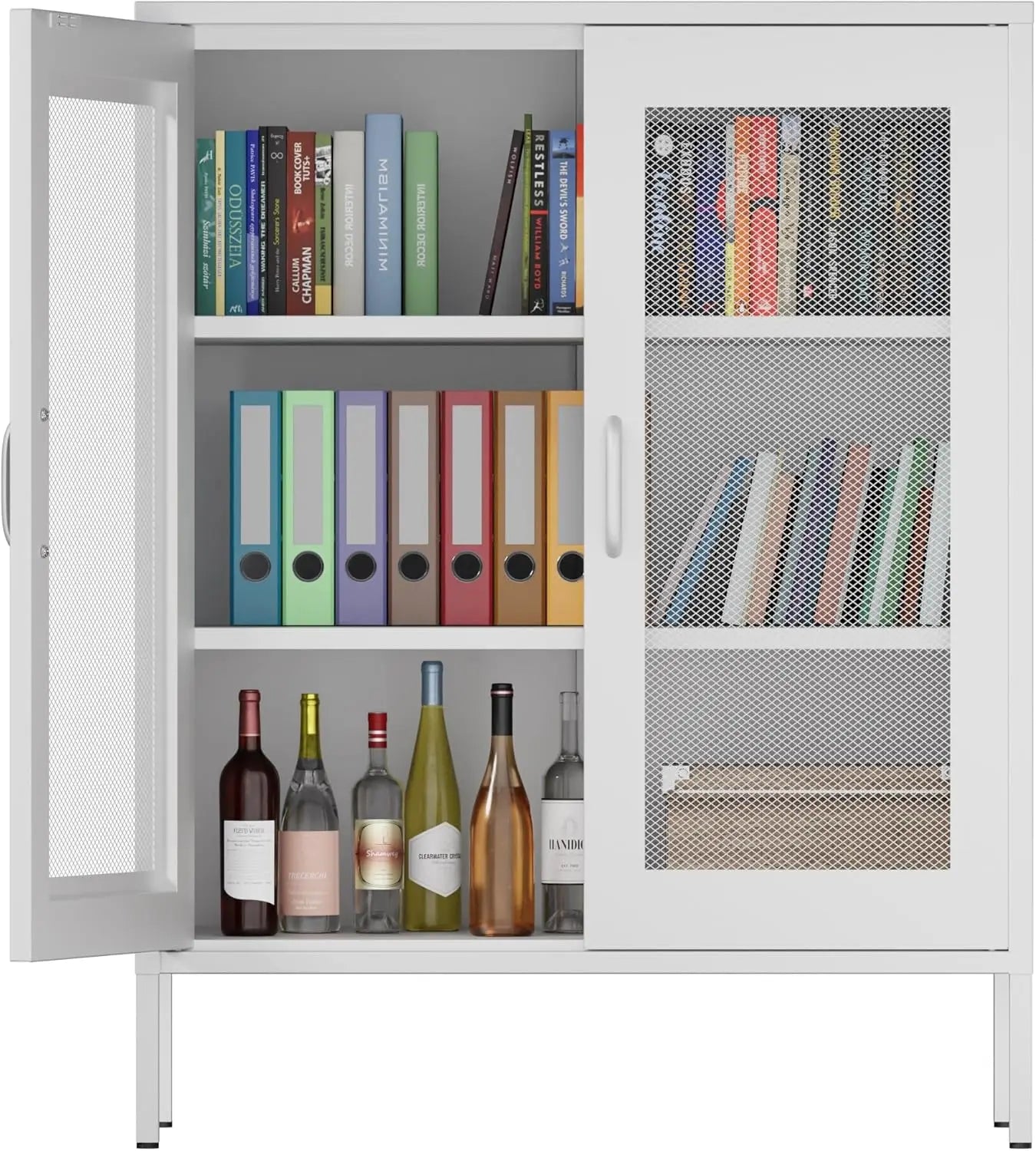 White Metal Storage Cabinet