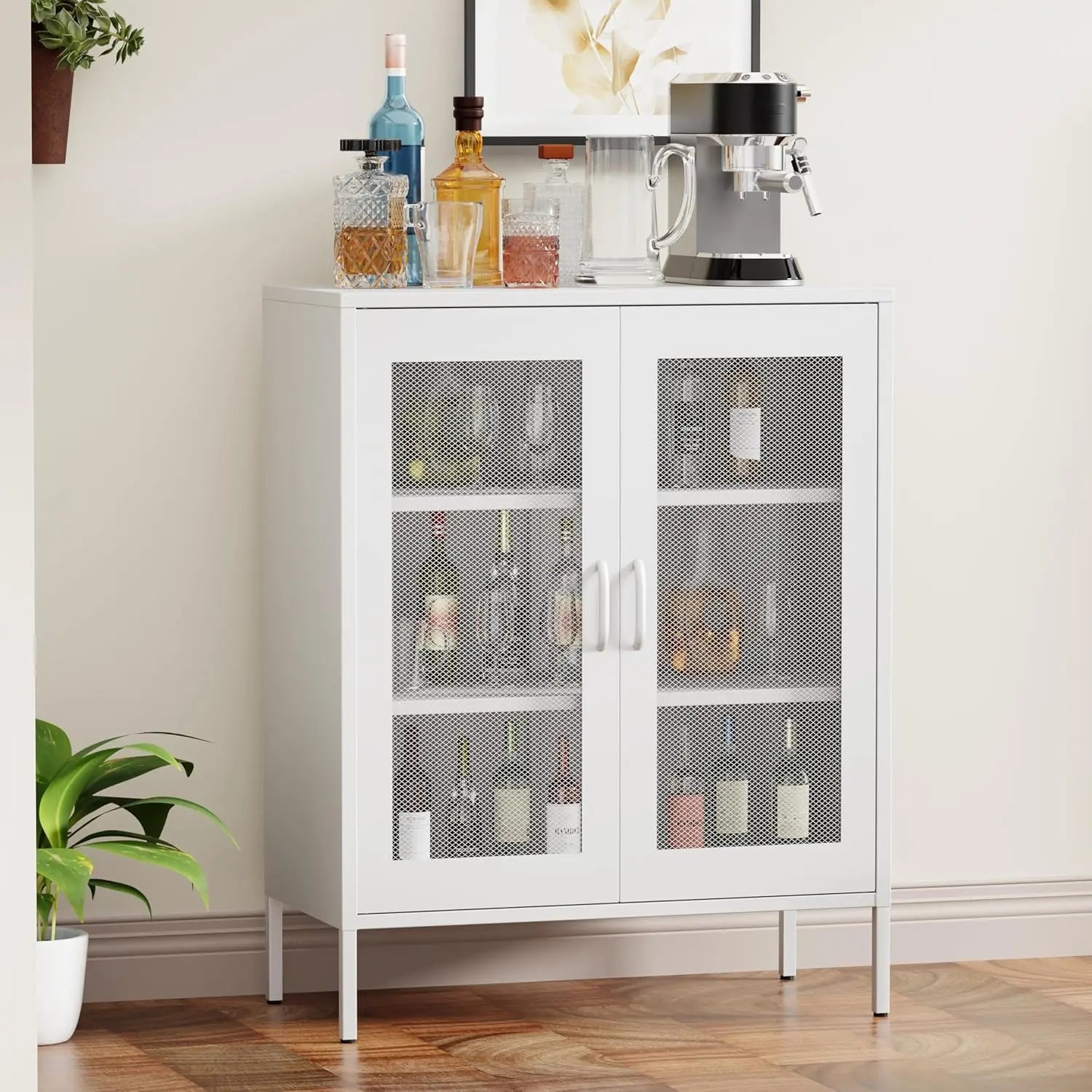 White Metal Storage Cabinet