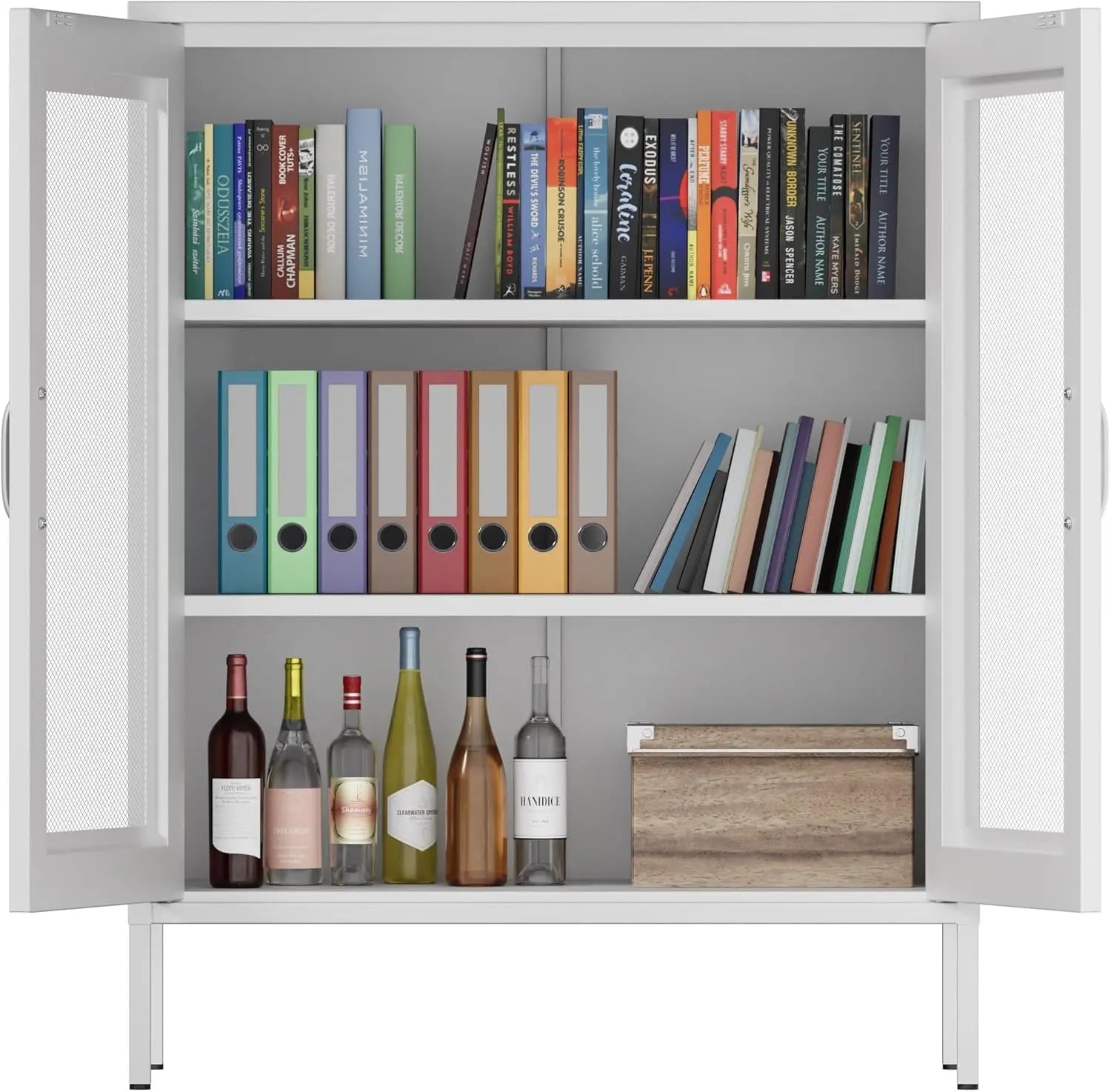 White Metal Storage Cabinet