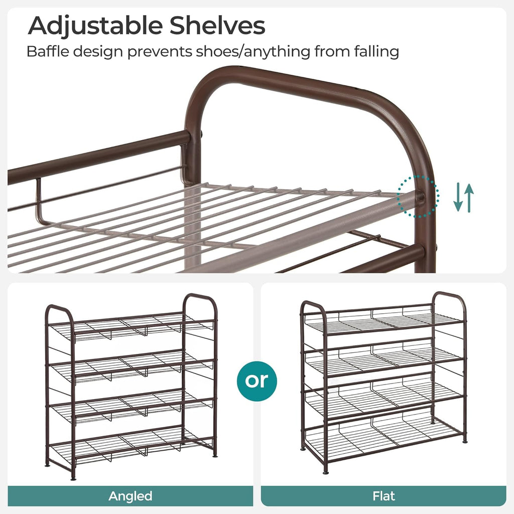 FURNMICS 4-Tier Stackable Shoe Rack – Adjustable Steel Organizer