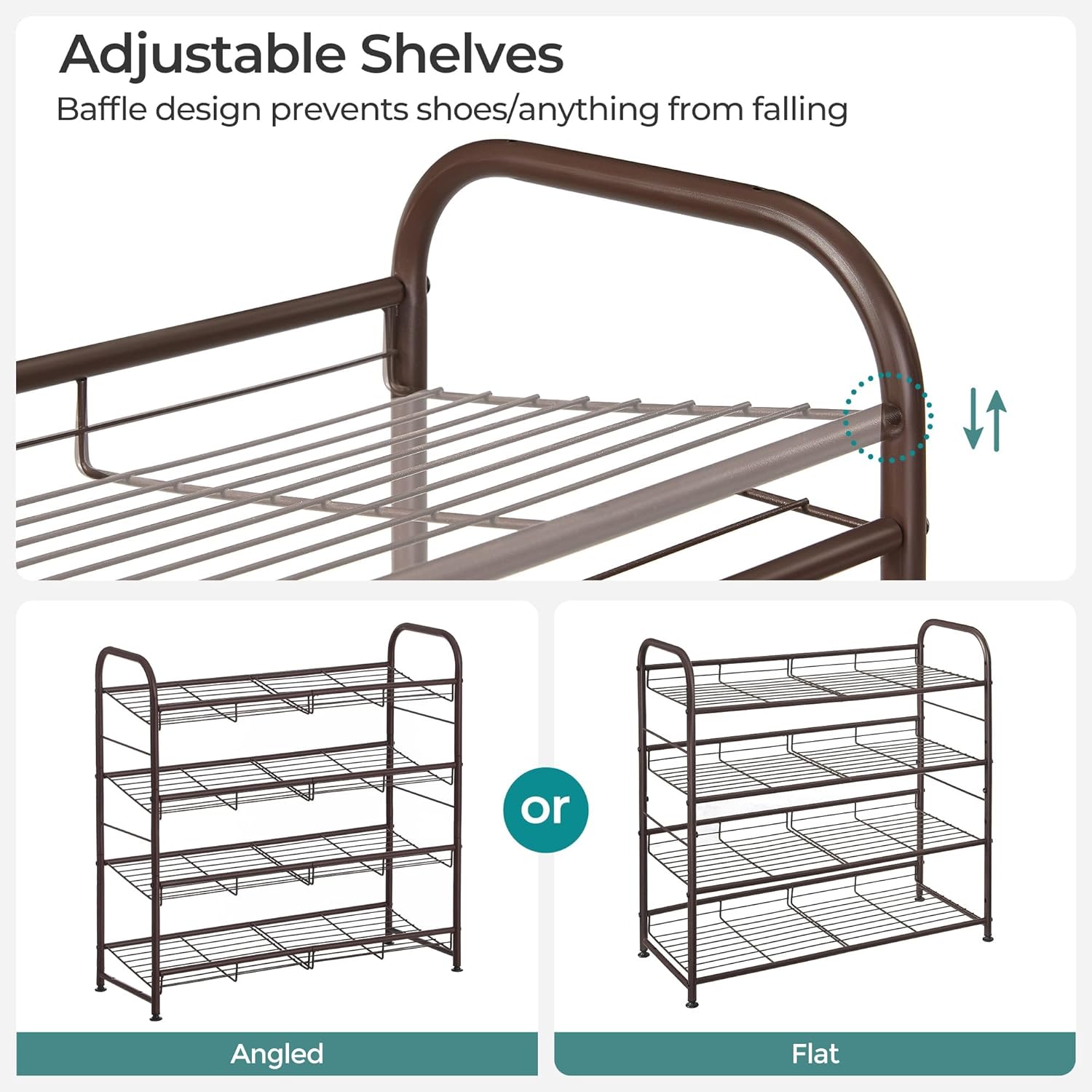 FURNMICS 4-Tier Stackable Shoe Rack – Adjustable Steel Organizer