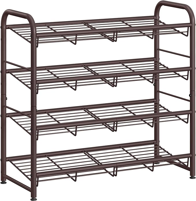 FURNMICS 4-Tier Stackable Shoe Rack – Adjustable Steel Organizer