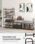FURNMICS 4-Tier Stackable Shoe Rack – Adjustable Steel Organizer