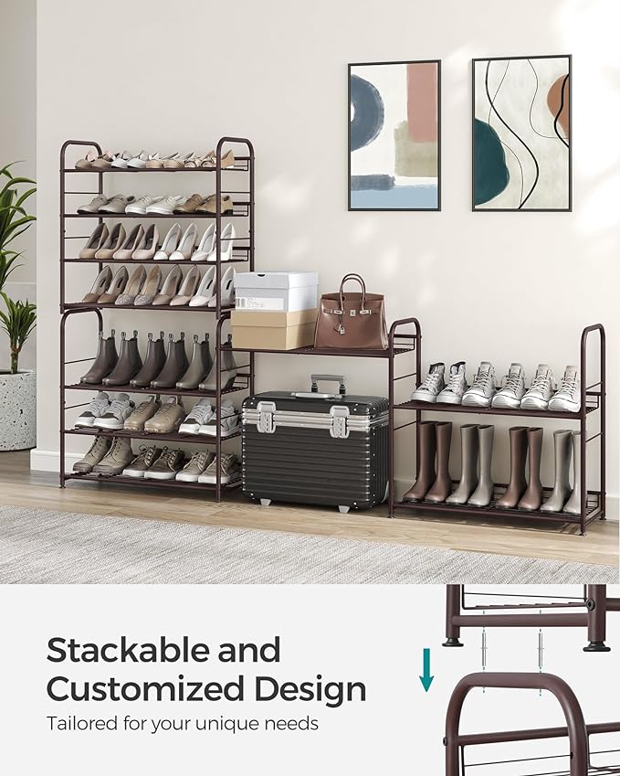 FURNMICS 4-Tier Stackable Shoe Rack – Adjustable Steel Organizer
