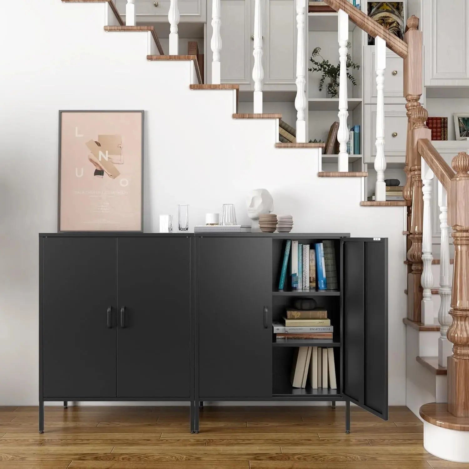 Metal Storage Cabinet with Doors and Shelves