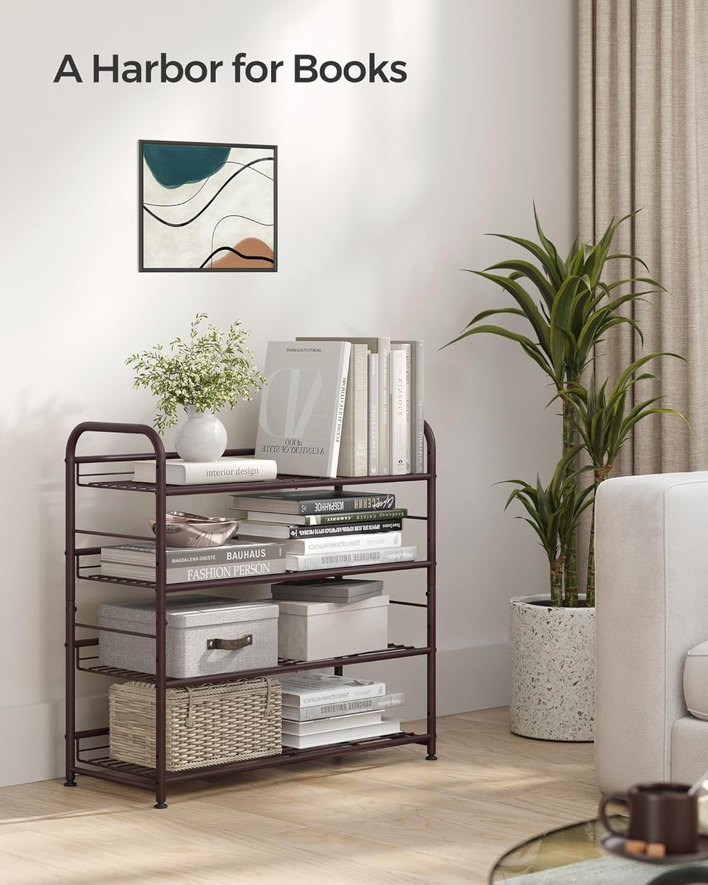 FURNMICS 4-Tier Stackable Shoe Rack – Adjustable Steel Organizer
