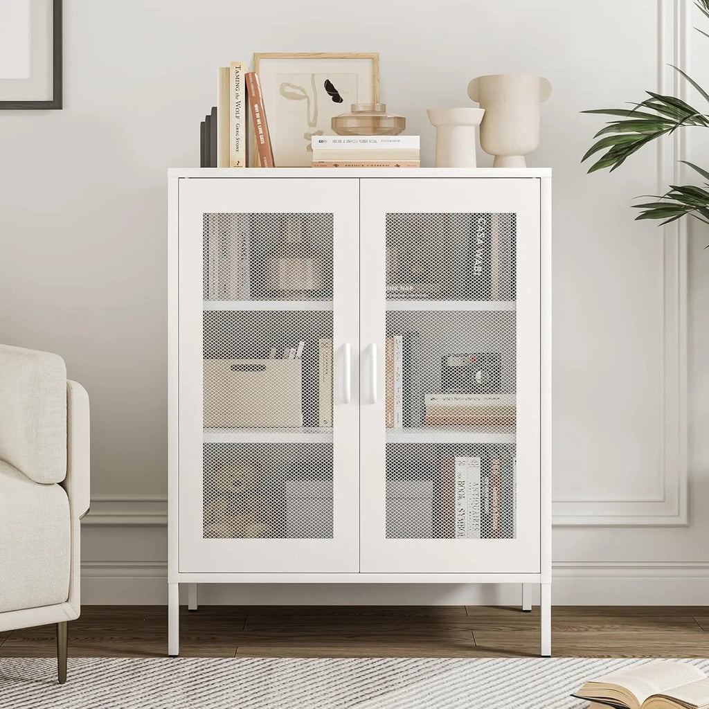 White Metal Storage Cabinet