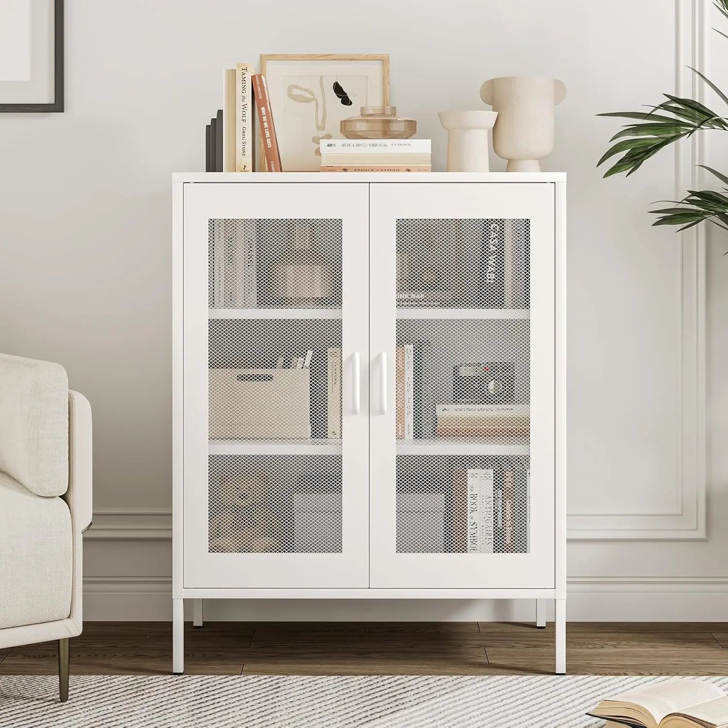 White Metal Storage Cabinet