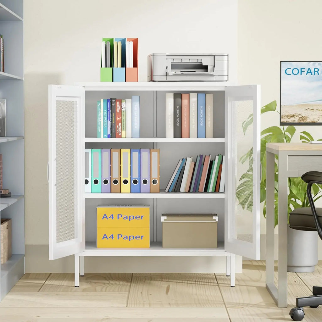 White Metal Storage Cabinet