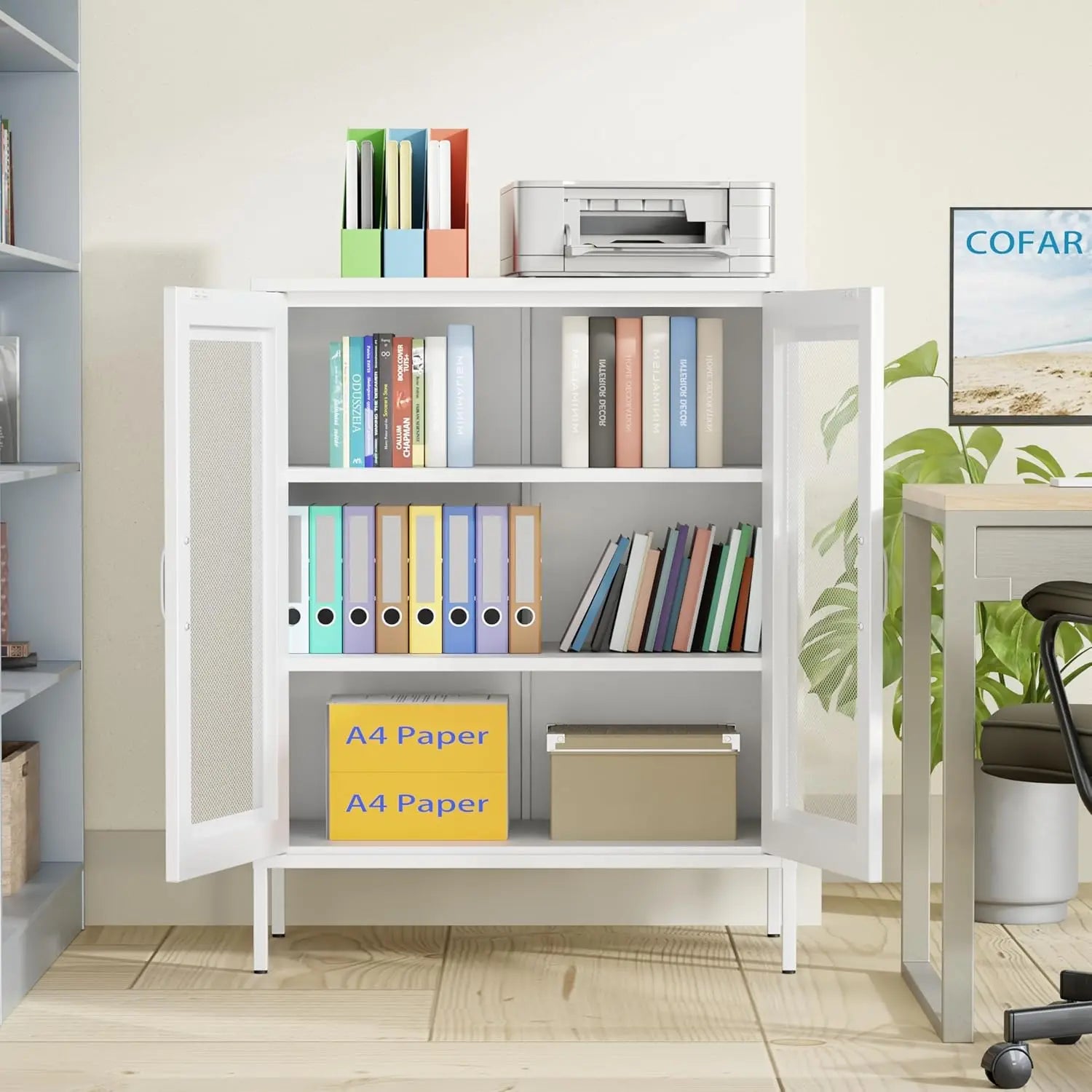 White Metal Storage Cabinet