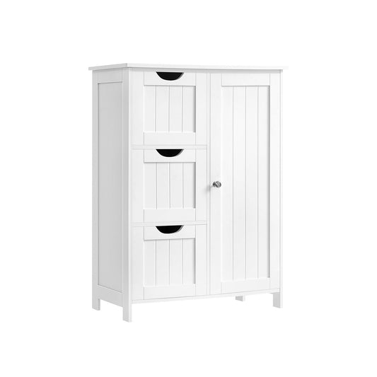 VASAGLE Slim Bathroom Storage Cabinet: 3 Drawers, Adjustable Shelf, White