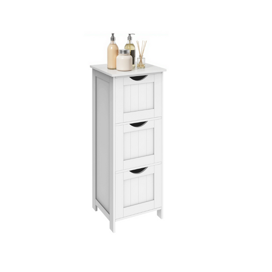 VASAGLE Matte White 3-Drawer Freestanding Floor Cabinet for Bathroom Storage
