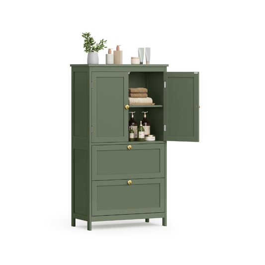 VASAGLE Freestanding Bathroom Cabinet: 2 Drawers, 2 Doors, Adjustable Shelf, White