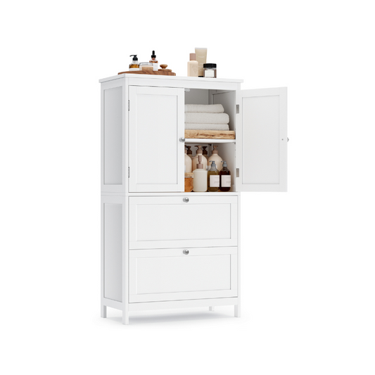 VASAGLE Freestanding Bathroom Cabinet: 2 Drawers, 2 Doors, Adjustable Shelf, White