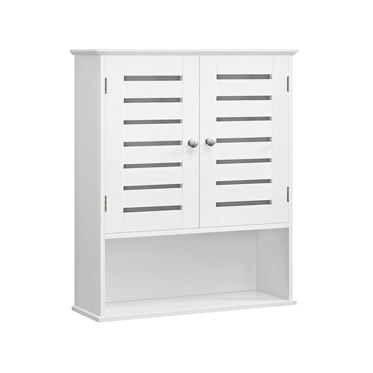 VASAGLE Wall-Mounted Bathroom Cabinet with Adjustable Shelf & Slat Doors