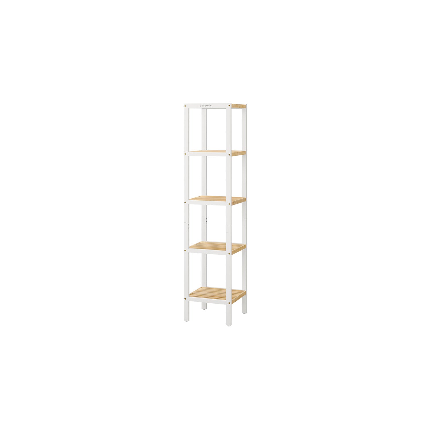 FURNMICS 5-Tier Bamboo Storage Shelf for Narrow Spaces and Versatile Use