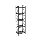 FURNMICS Industrial Metal Storage Shelf Unit with X-Frame and Dense Mesh