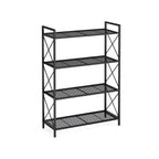 FURNMICS Industrial Metal Storage Shelf Unit with X-Frame and Dense Mesh