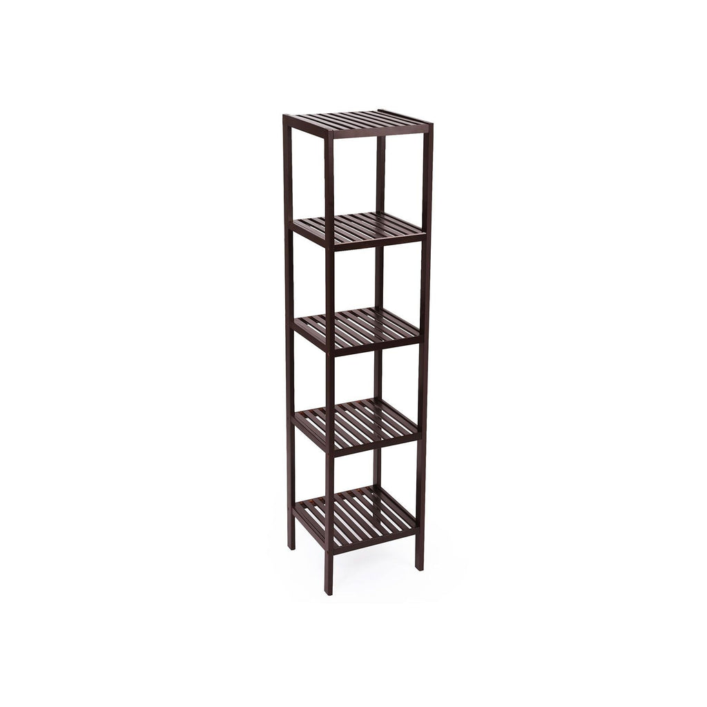 FURNMICS 5-Tier Bamboo Storage Shelf for Narrow Spaces and Versatile Use
