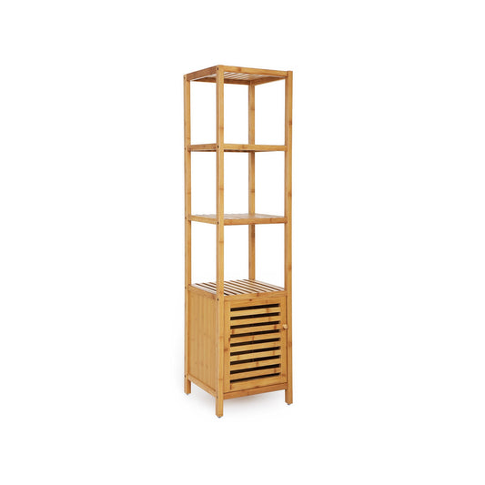 SONGMICS Natural Bamboo 4-Tier Bathroom Floor Storage Cabinet Shelving Tower