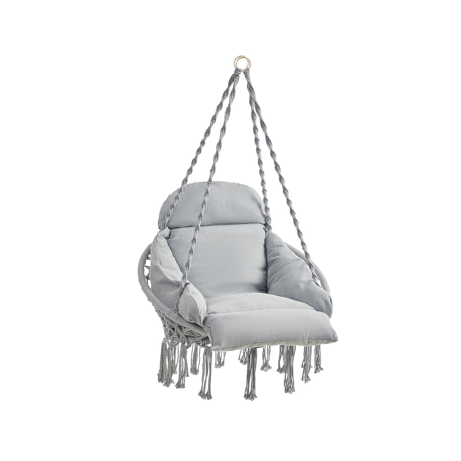 FURNMICS Cozy Boho Hammock Swing Chair with Plush Cushion for Indoor Outdoor Relaxation