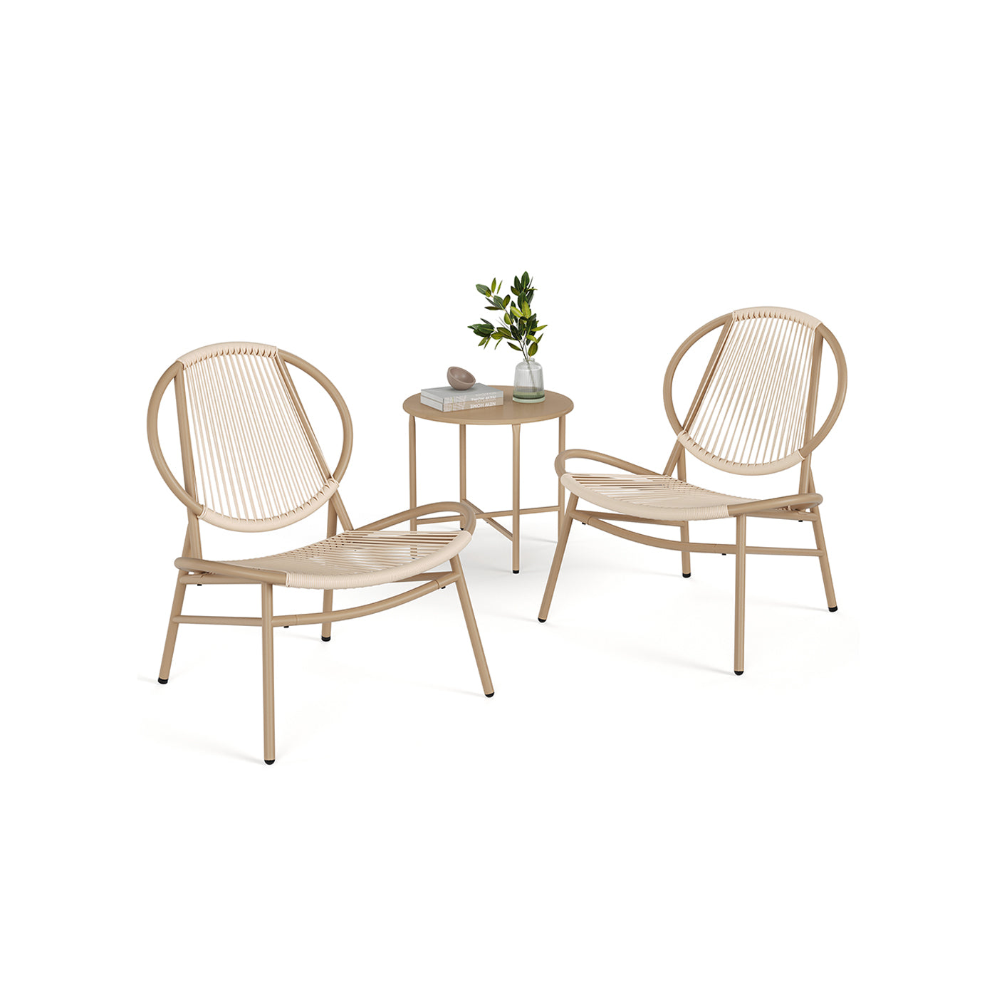 SONGMICS Outdoor Bistro Set Acapulco Chairs Side Table Conversation Patio Furniture