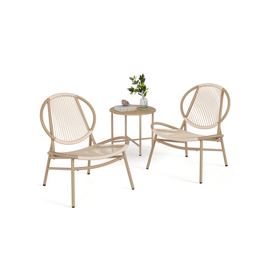 SONGMICS Outdoor Bistro Set Acapulco Chairs Side Table Conversation Patio Furniture