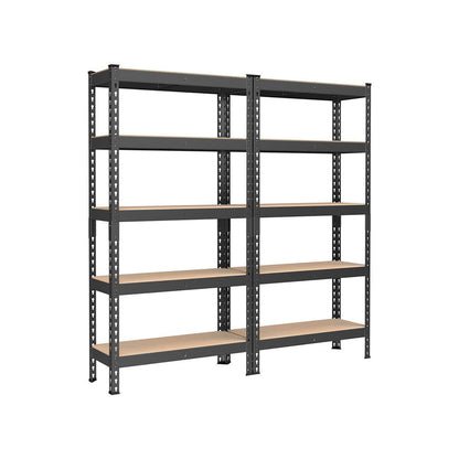Heavy Duty 5-Tier Steel Garage Storage Shelves (Set of 2), Adjustable Boltless