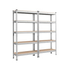 Heavy Duty 5-Tier Steel Garage Storage Shelves (Set of 2), Adjustable Boltless