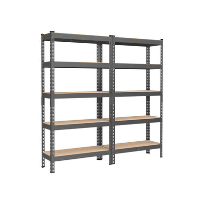 Heavy Duty 5-Tier Steel Garage Storage Shelves (Set of 2), Adjustable Boltless
